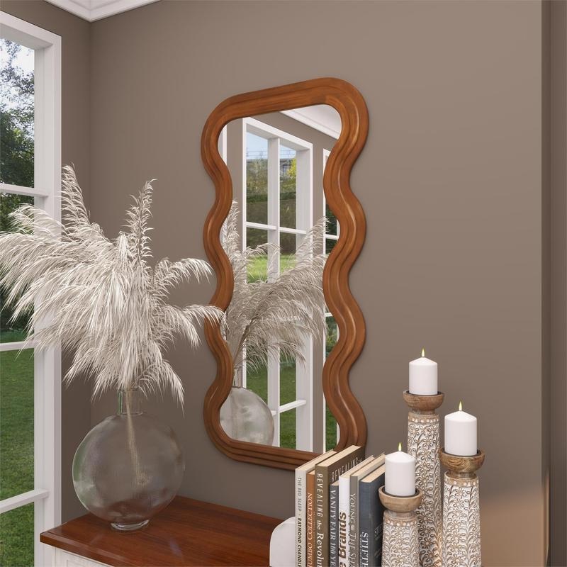 Espejo de piso de madera