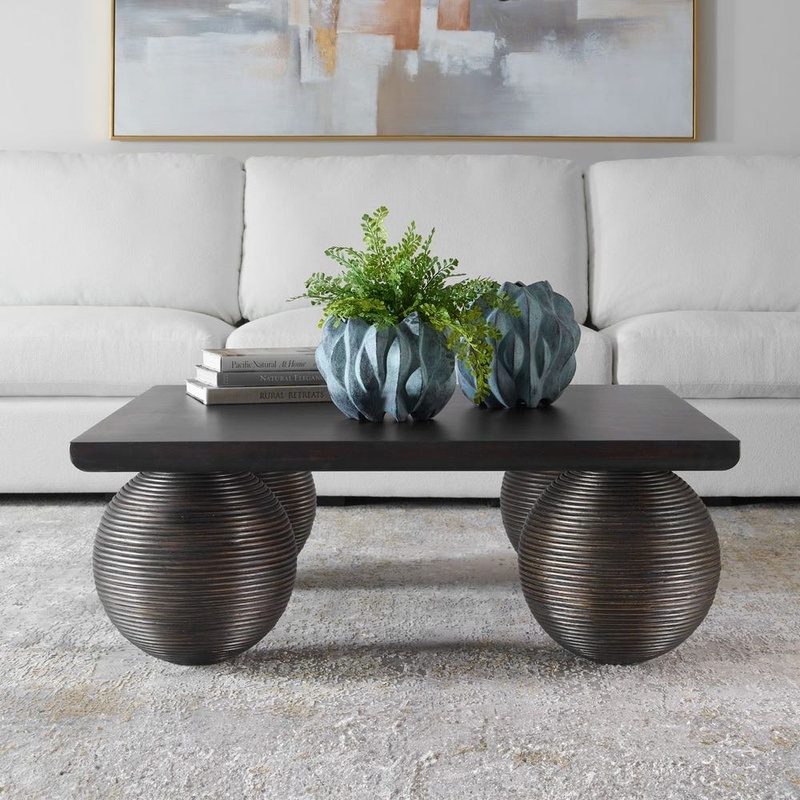 Mesa de centro - madera de mango/ratán